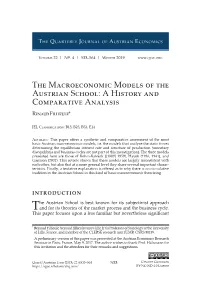 The Macroeconomic Models of the Austrian School: a History and Comparative Analysis Renaud Fillieule*