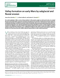 Valley Formation on Early Mars by Subglacial and Fluvial Erosion