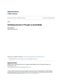 Identifying Diversity of Thought on Social Media
