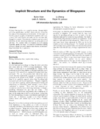 Implicit Structure and the Dynamics of Blogspace