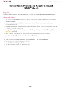 Mouse Hexim2 Conditional Knockout Project (CRISPR/Cas9)