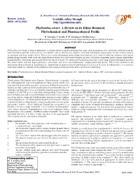 Phyllanthus Niruri: a Review on Its Ethno Botanical, Phytochemical and Pharmacological Profile
