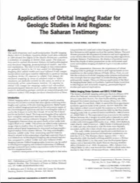 Applications of Orbital Imaging Radar for Geologic Studies in Arid Regions: the Saharan Testimony