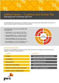 Customs and Excise Tax Managing and Controlling Cash Flow