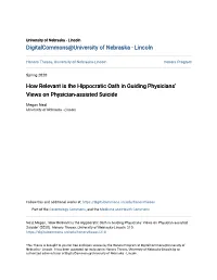 How Relevant Is the Hippocratic Oath in Guiding Physicians' Views on Physician-Assisted Suicide