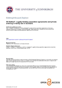 Legally Binding Separation Agreements and Private Ordering in Family Law in Scotland