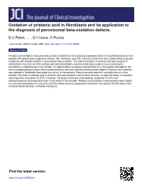 Oxidation of Pristanic Acid in Fibroblasts and Its Application to the Diagnosis of Peroxisomal Beta-Oxidation Defects