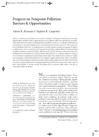 Progress on Nonpoint Pollution: Barriers & Opportunities