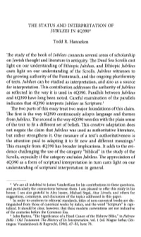 The Status and Interpretation of Jubilees in 4Q390*