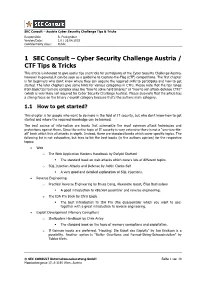 1 SEC Consult – Cyber Security Challenge Austria / CTF Tips & Tricks