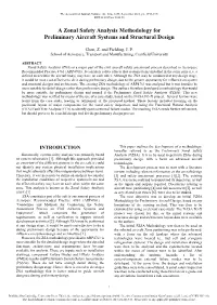 A Zonal Safety Analysis Methodology for Preliminary Aircraft Systems and Structural Design