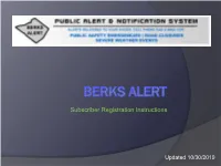 Berks Alert Subscriber Registration Instructions