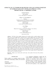 Effects of Cutterhead Diameter and Log Infeed
