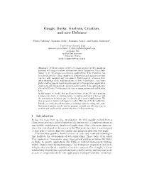 Google Dorks: Analysis, Creation, and New Defenses