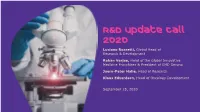 R&D Update Call 2020