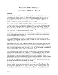REAGAN, NANCY DAVIS: Papers
