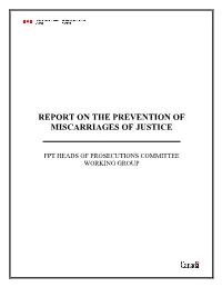 Report on the Prevention of Miscarriages of Justice