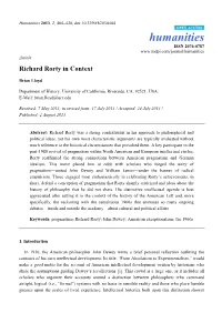 Richard Rorty in Context