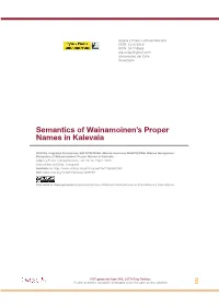 Semantics of Wainamoinen's Proper Names in Kalevala