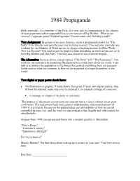 1984 – Propaganda Poster Assignment