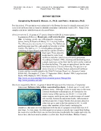BOTANY SECTION Compiled by Richard E. Weaver, Jr., Ph.D. And