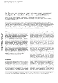 Can the Ames Test Provide an Insight Into Nano-Object Mutagenicity? Investigating the Interaction Between Nano-Objects and Bacteria