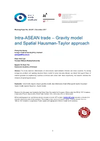 Intra-ASEAN Trade – Gravity Model and Spatial Hausman-Taylor Approach