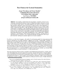 Ten Choices for Lexical Semantics