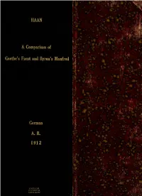 A Comparison of Goethe's Faust and Byron's Manfred