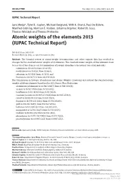 Atomic Weights of the Elements 2013 (IUPAC Technical Report)