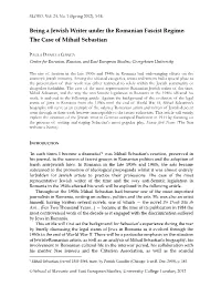 Being a Jewish Writer Under the Romanian Fascist Regime: the Case of Mihail Sebastian