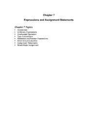 Chapter 7 Expressions and Assignment Statements
