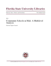 Community Schools in Mali: a Multilevel Analysis Christine Capacci Carneal