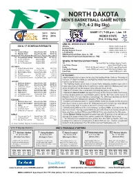 G17 UND Vs Weberstate1 Game Notes.Indd