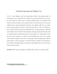 On Partial Agreement and Oblique Case