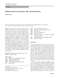 Primary Processes in Sensory Cells: Current Advances
