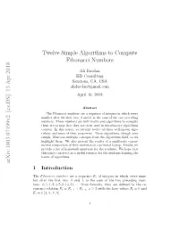 Twelve Simple Algorithms to Compute Fibonacci Numbers Arxiv