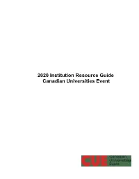 2020 Institution Resource Guide Canadian Universities Event