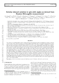 Activity Induced Variation in Spin-Orbit Angles As Derived from Rossiter-Mclaughlin Measurements? M