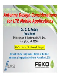 Antenna Design Considerations for LTE Mobile Applications