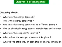 Chapter 3 Bioenergetics