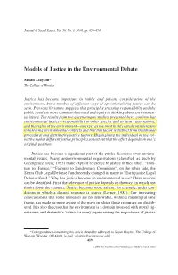 Models of Justice in the Environmental Debate