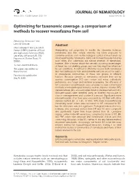 A Comparison of Methods to Recover Mesofauna from Soil