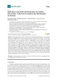 Anticancer and Antiviral Properties of Cardiac Glycosides: a Review to Explore the Mechanism of Actions