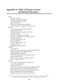 Appendix A: Table of Primary Lesions and Related Disorders