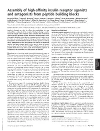 Assembly of High-Affinity Insulin Receptor Agonists and Antagonists from Peptide Building Blocks