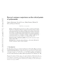 Borcea's Variance Conjectures on the Critical Points of Polynomials
