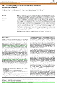 DNA Barcoding of Mycosphaerella Species of Quarantine Importance to Europe