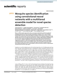 Mosquito Species Identification Using Convolutional Neural Networks With