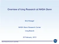 Overview of Icing Research at NASA Glenn